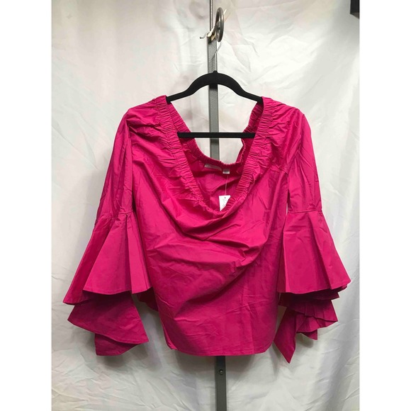 New York & Company Tops - NEW YORK & COMPANY Pink Off Shoulder Ruffle Sleeve Top Blouse XL